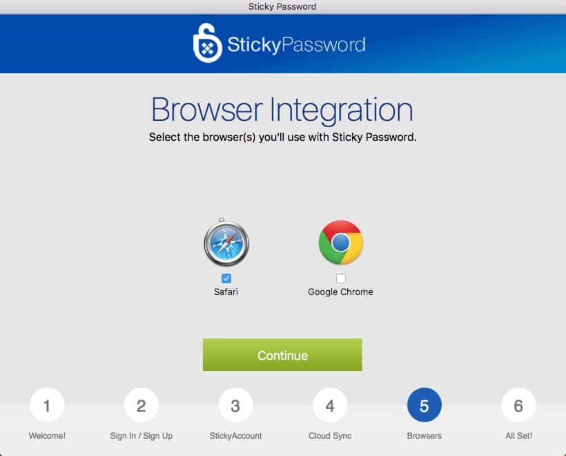 Intégration du navigateur Sticky Password