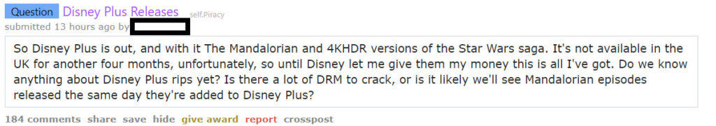 Disney Plus reddit Torrent-Piraterie