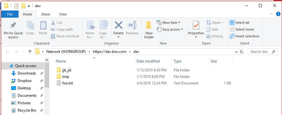 Dentro del Explorador de archivos de Windows, los archivos WebDAV pueden manipularse como si estuvieran en una unidad local.