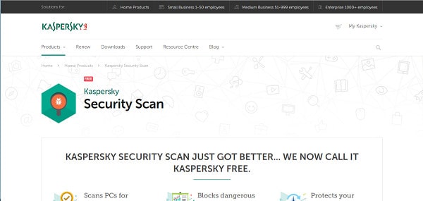 Schermata di Kaspersky Security Scan
