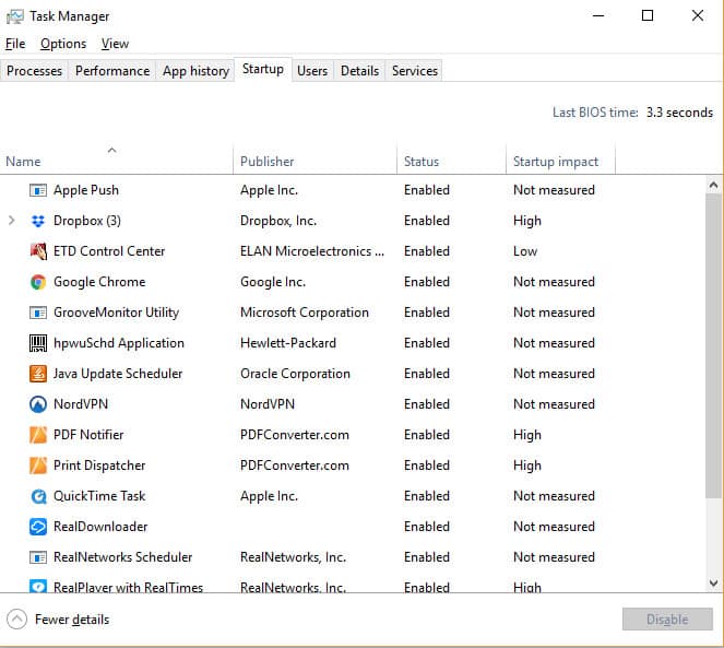 Die Registerkarte Windows Task-Manager-Start