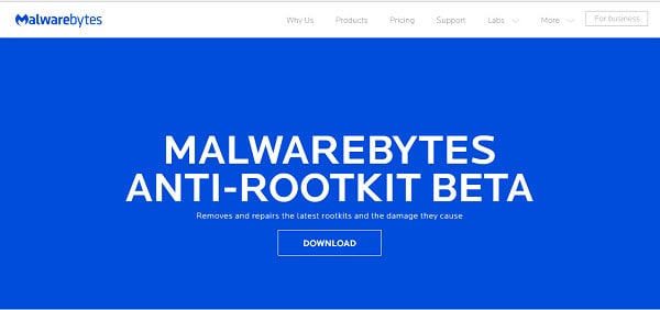 Schermata di Anti-rootkit di Malwarebytes