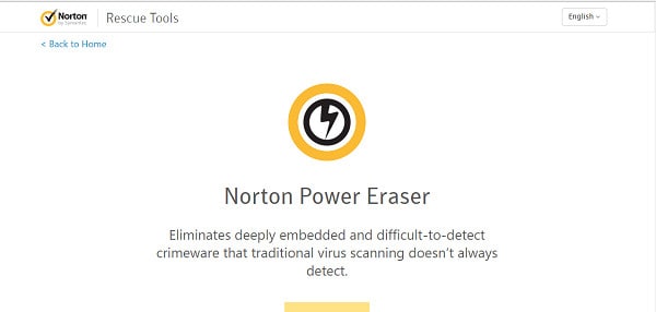 Schermata di Norton Power Eraser