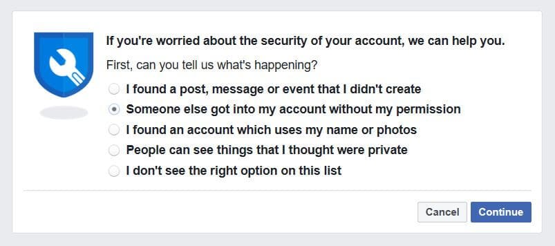 Frodi di acquisizione di account Facebook.
