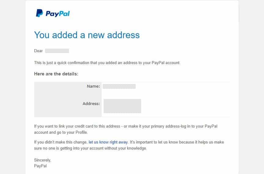 Correo electrónico de fraude de adquisición de cuenta de PayPal.