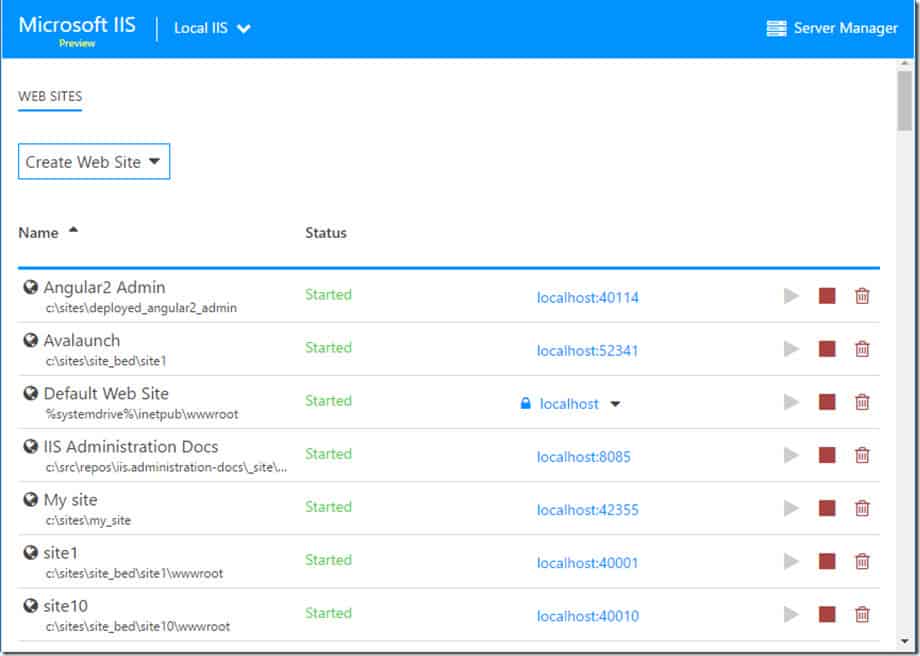 Capture d'écran de Microsoft IIS