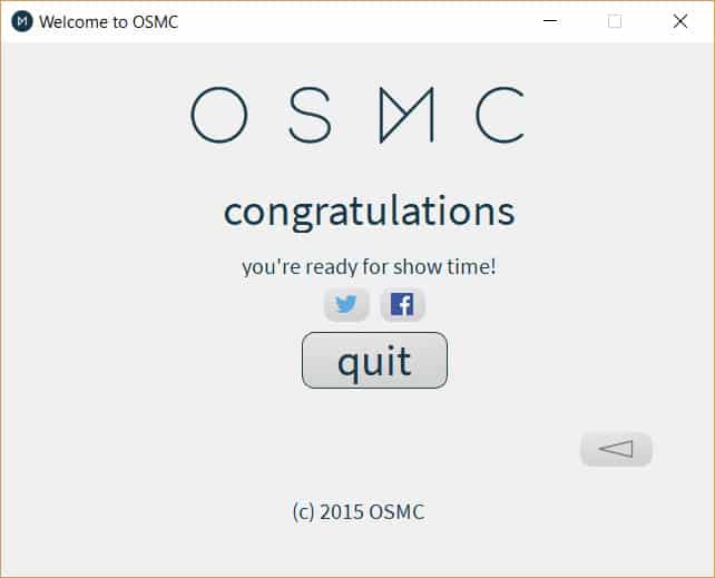 Conclusão do Instalador OSMC