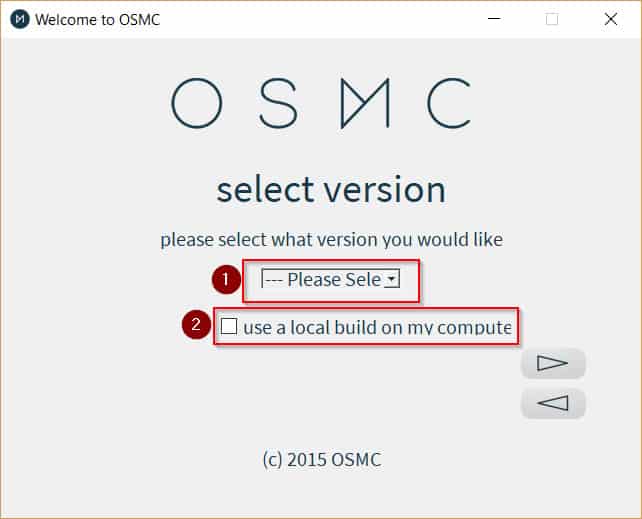 Versão de instalação do OSMC Select