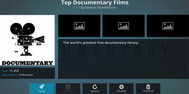 Module principal de Kodi Top Documentary Films