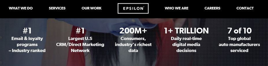 Una sezione della homepage di Epsilon.